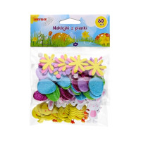 Naklejki z pianki mix Kurczaki, zajączki, jajka, kwiatki (80szt) PVE03 Brewis